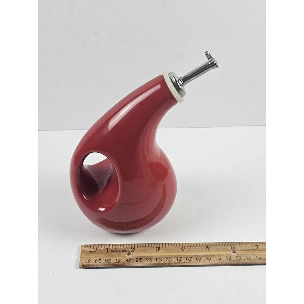 Rachael Ray Red EVOO Oil & Vinegar Dispenser Set Ceramic Cruet Pair